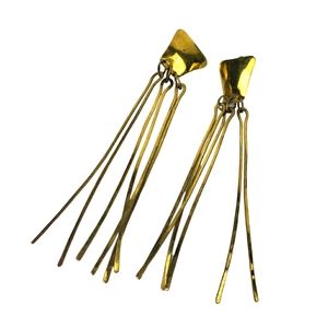 Fabrice Paris Gold Metal Dangle Clip On Earrings